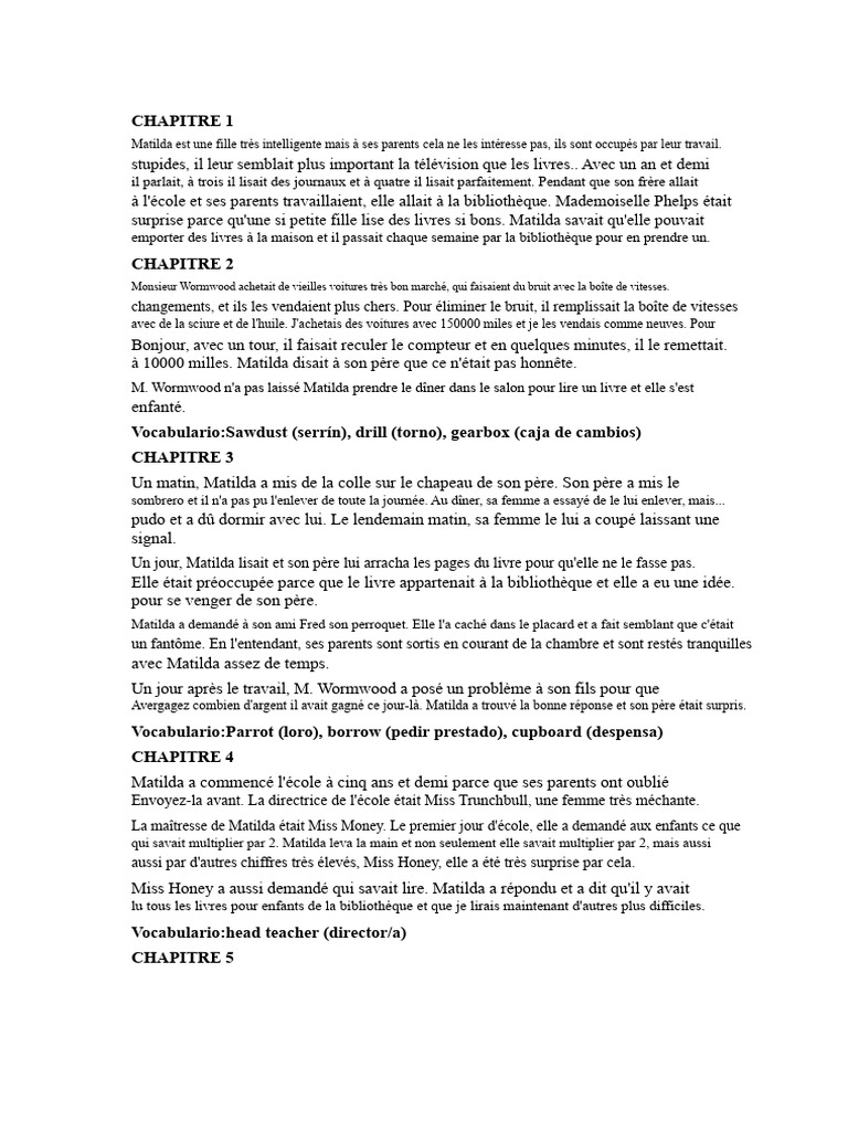 Matilda : L'intelligence face à l'injustice | PDF | Romans adaptés en ...