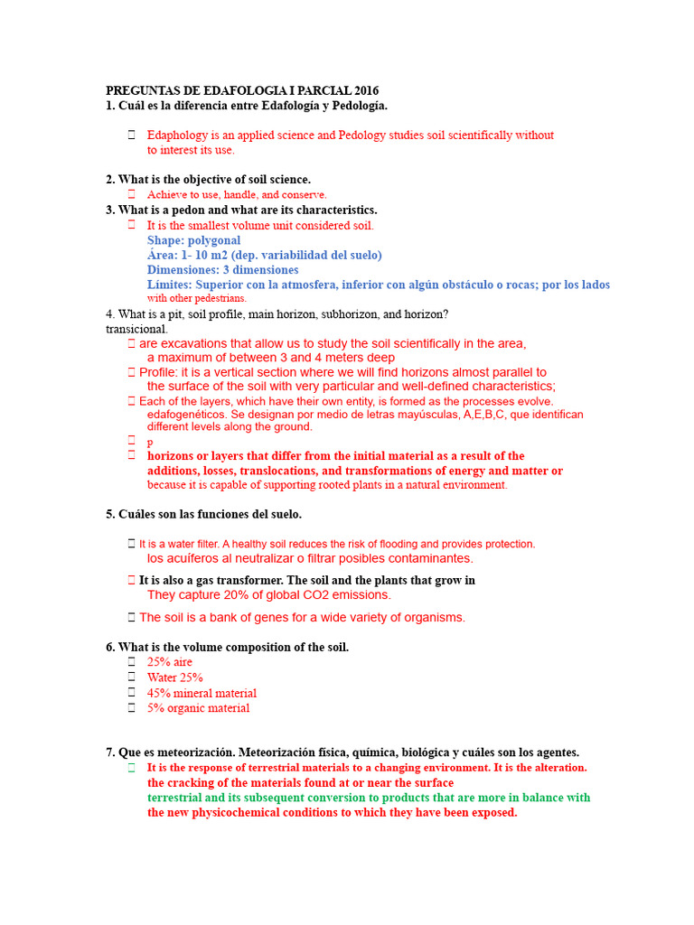 Soil Science Questions and Partial 2017 | PDF | Soil | Weathering