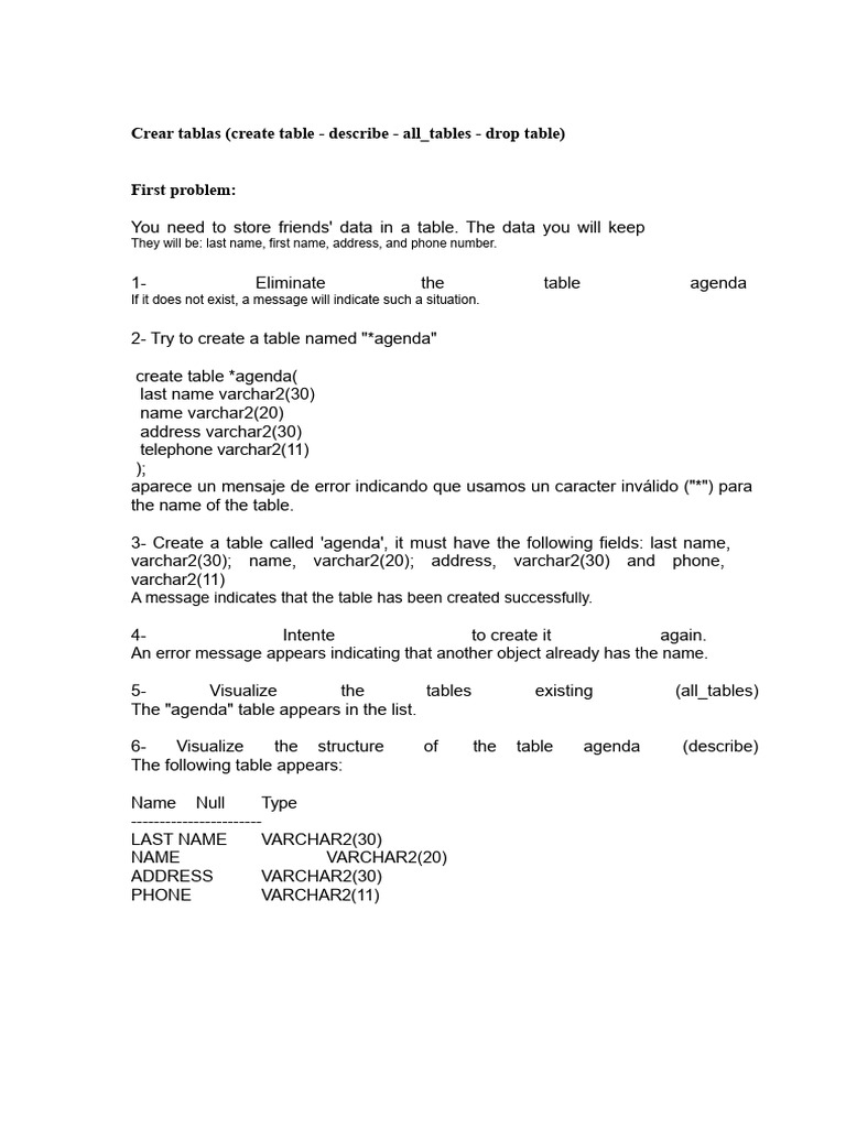 Solved Exercises On Table Creation | PDF | Computing