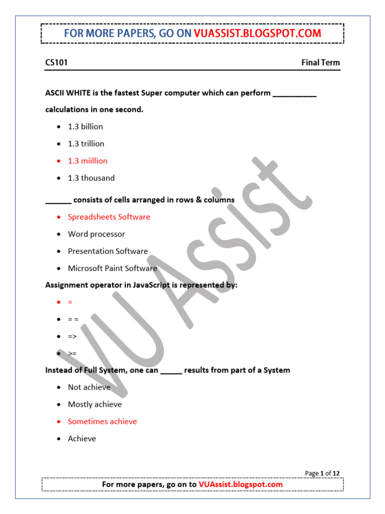 Computer Science Quiz Questions | PDF | Computing | Software