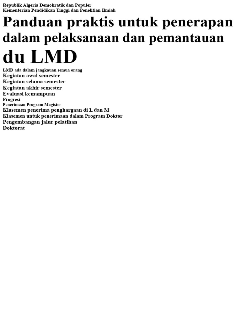 Panduan Implementasi LMD di Algeria | PDF
