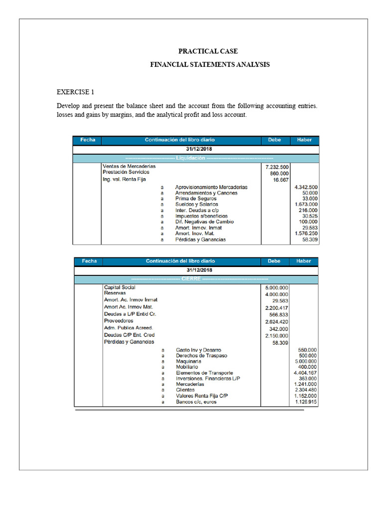 Financial Statements Analysis Exercise | PDF | Equity (Finance) | Expense