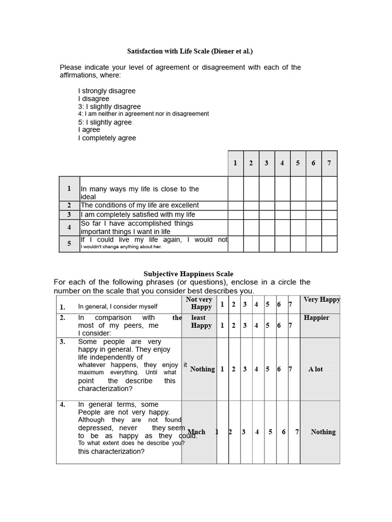 Life Satisfaction Scale | PDF