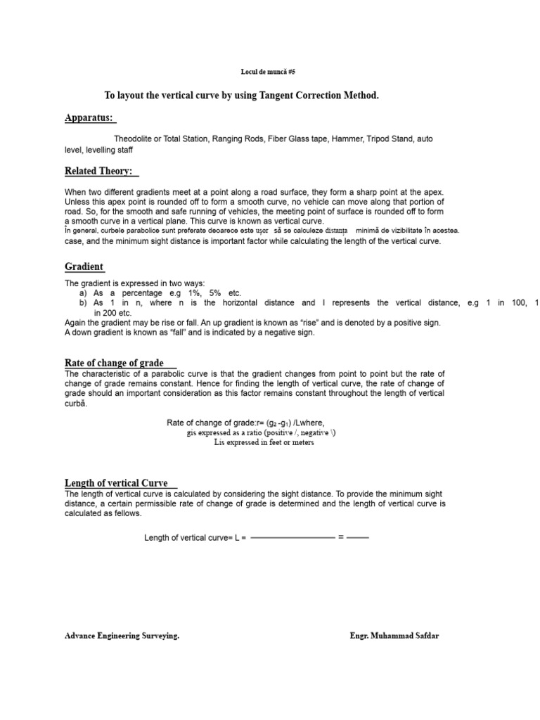 Vertical Curve Design Using Tangent Method | PDF | Gradient | Tangent