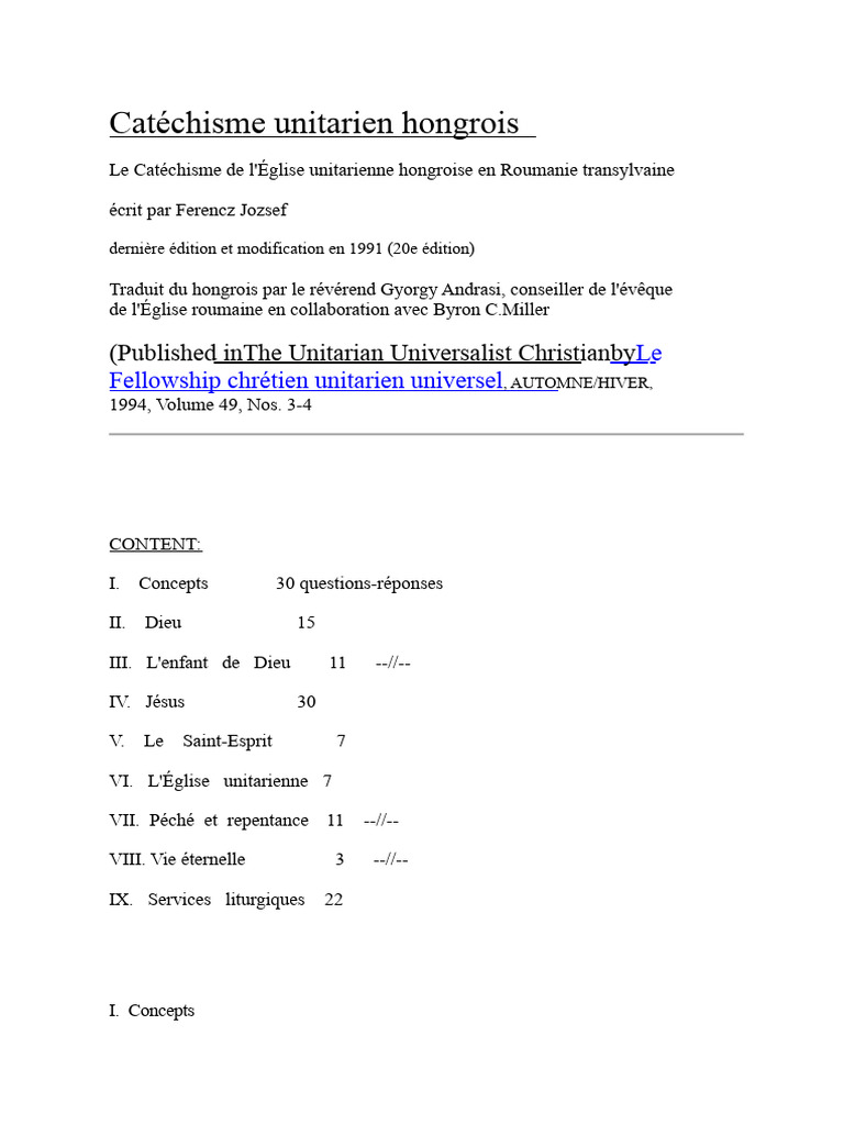 Catéchisme unitarien hongrois en Roumanie | PDF | Ancien testament ...
