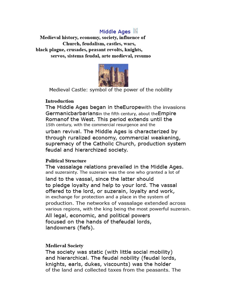 Middle Ages - Text | PDF | Feudalism | Middle Ages