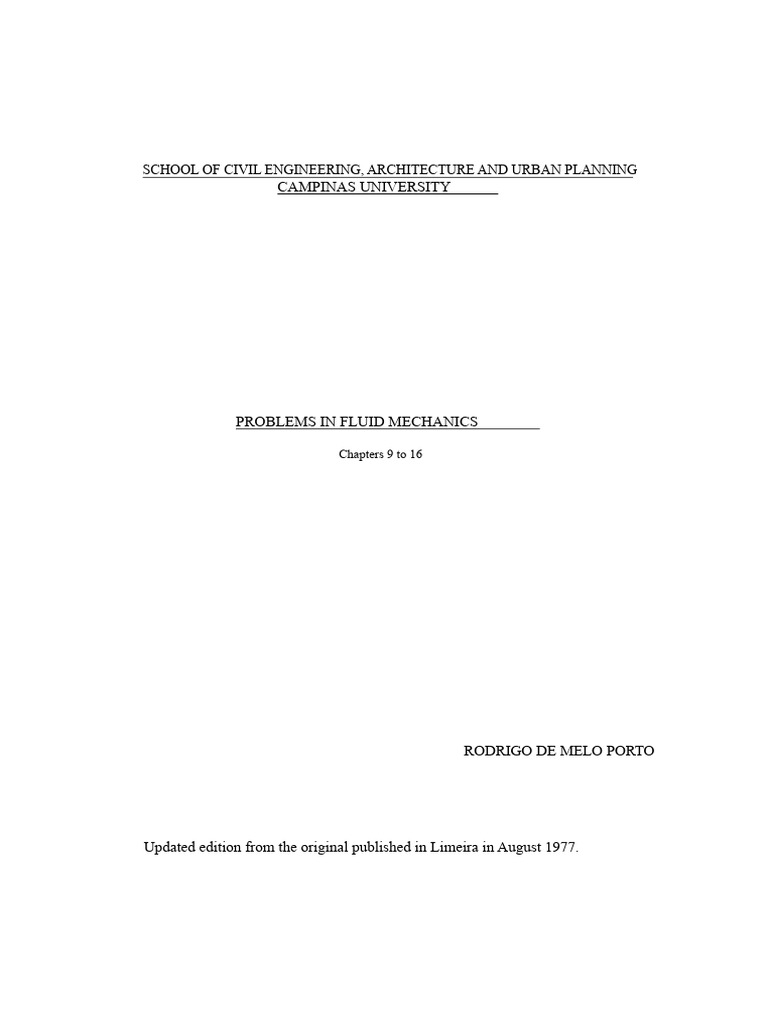Fluid Mechanics Problems: Chapters 9-16 | PDF | Fluid Dynamics ...