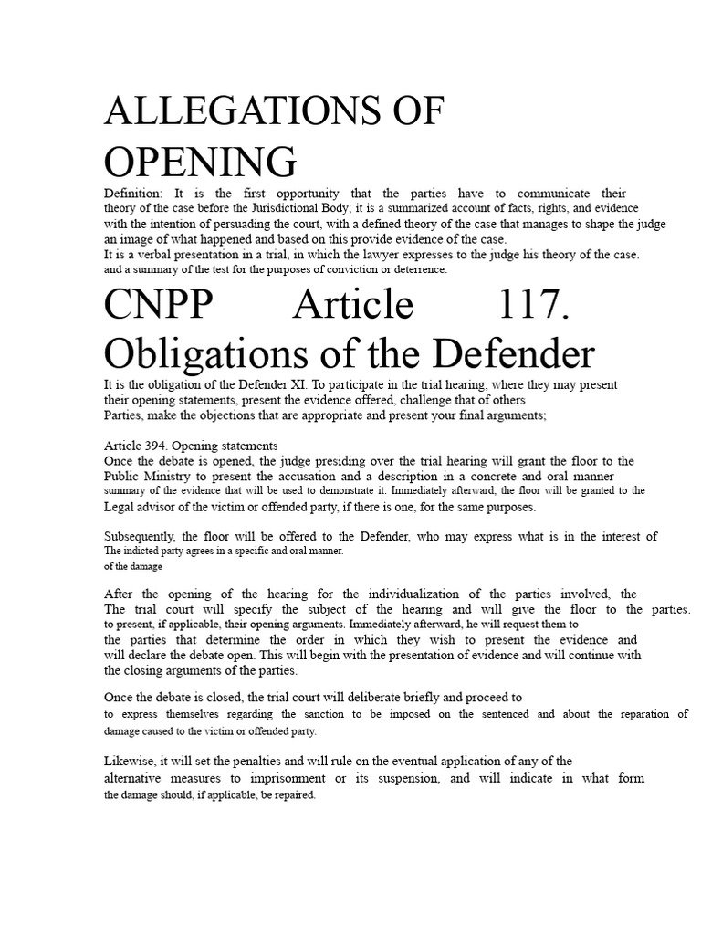 Example of Opening Statement | PDF | Evidence | Trials