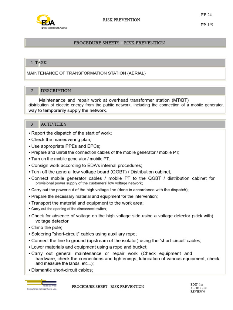 Transformer Station Maintenance Safety Guide | PDF | Insulator ...