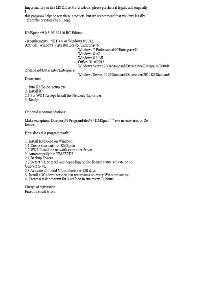 ReadMe KMSpico Install | PDF