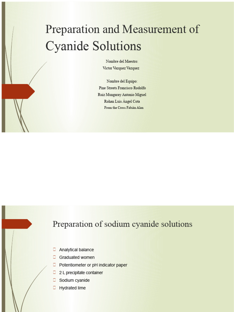 Cyanide Solution Preparation Guide | PDF | Titration | Chemistry