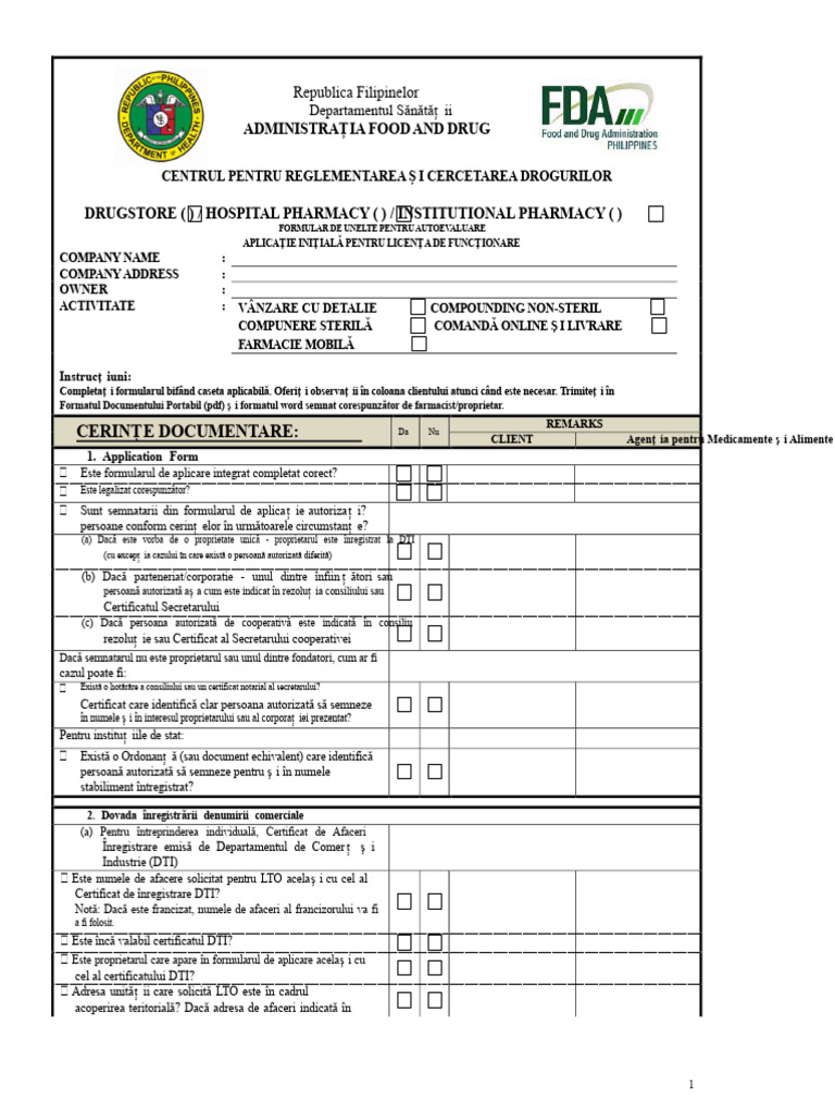 Lista de Verificare FDA Lto | PDF