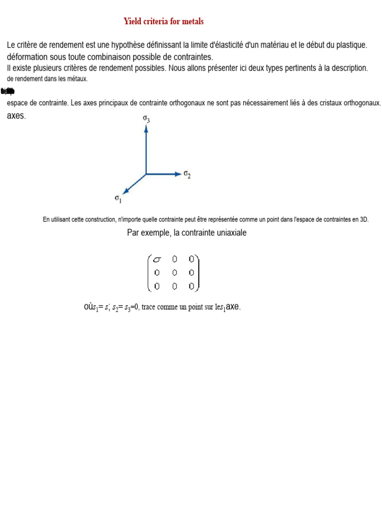 Critères de rendement des métaux expliqués | PDF | Déformation ...
