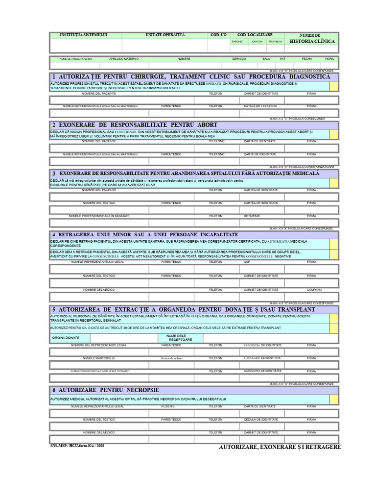 Formular. 024 Autorizări Și Consimțământ Informat | PDF
