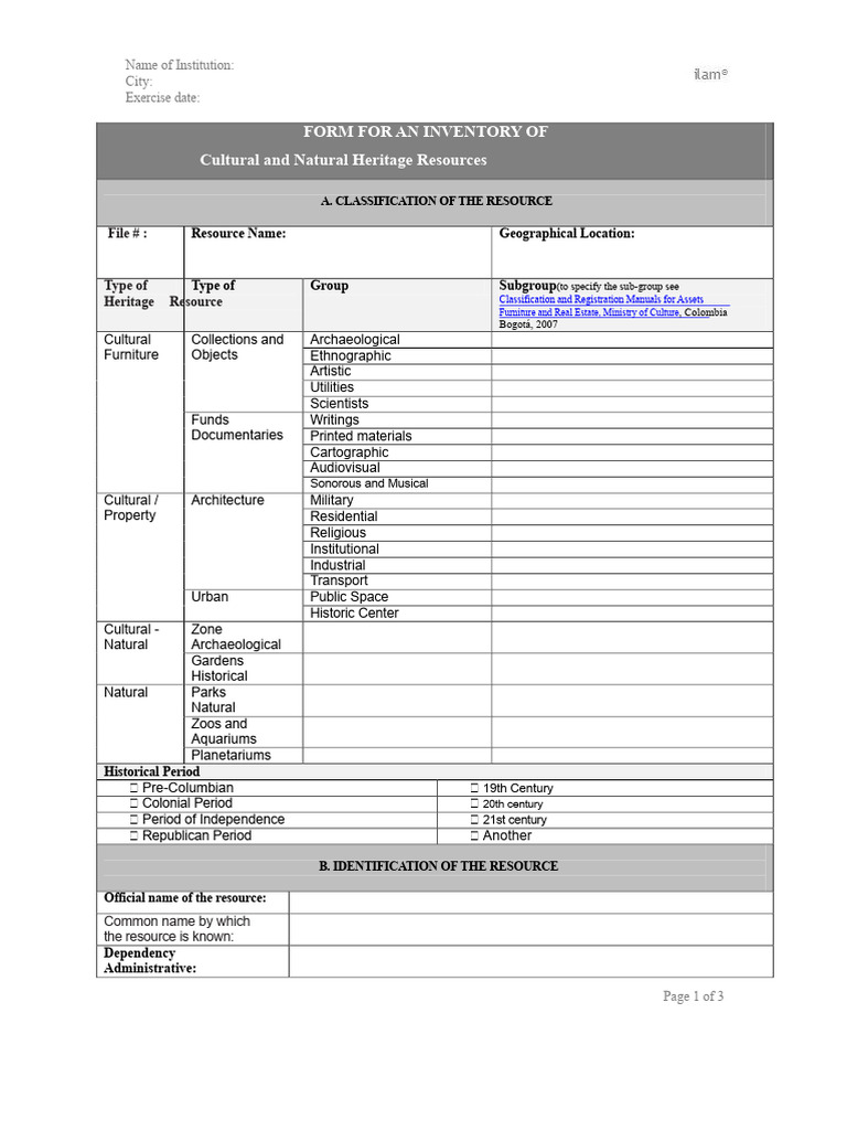 Cultural and Natural Heritage Inventory Form | PDF