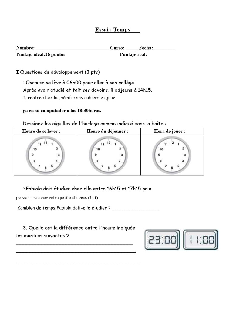 Questions sur le Temps et les Horloges | PDF