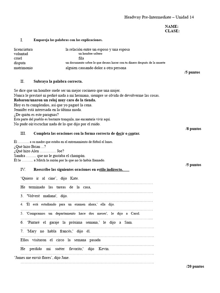 Ejercicios de Gramática en Inglés A2 | PDF