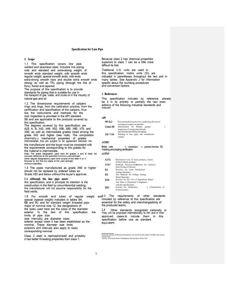 Line Pipe Specification for Oil & Gas | PDF | Pipe (Fluid Conveyance ...