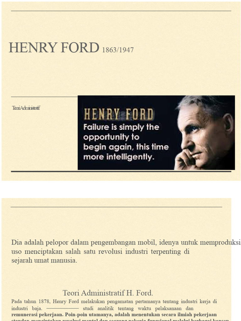 Teori Administratif Henry Ford dan Fordisme | PDF