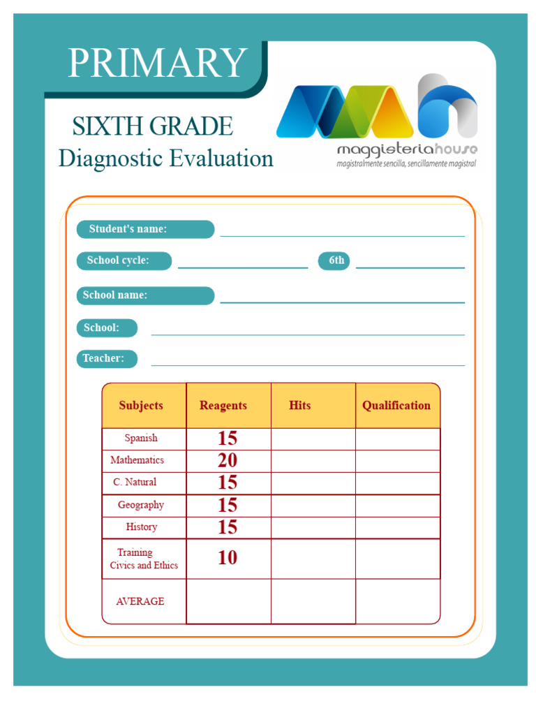 Sixth Grade Diagnostic Assessment Guide | PDF | Educational Stages ...