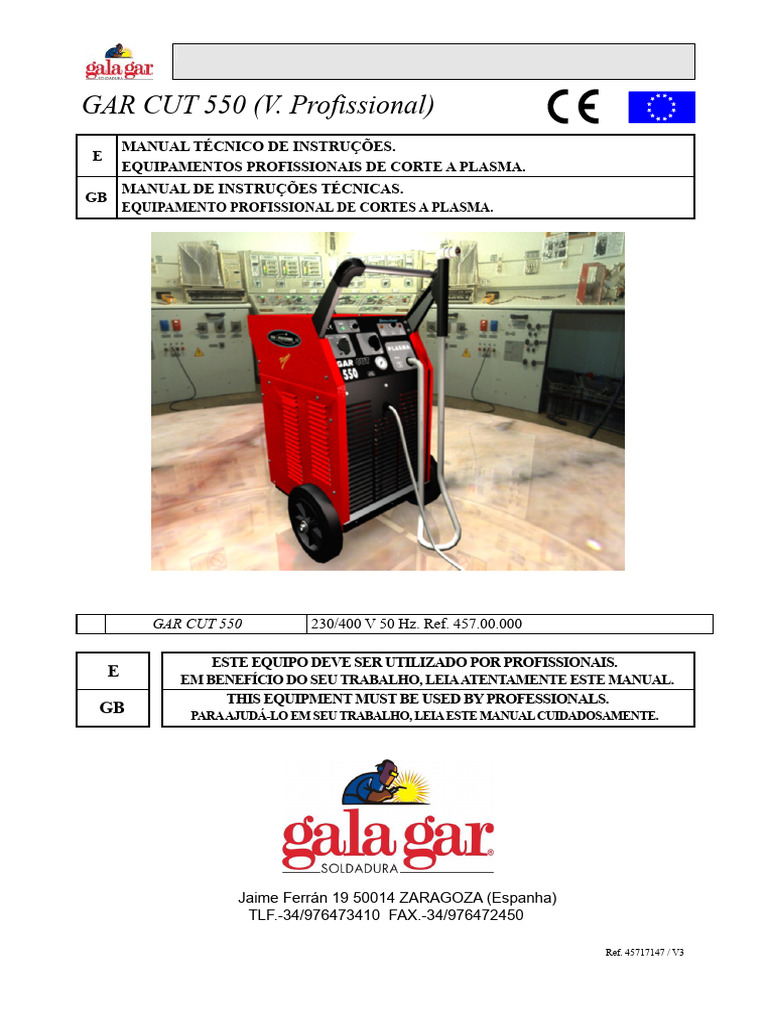 Manual Técnico GAR CUT 550: Corte a Plasma | PDF | Rede elétrica ...