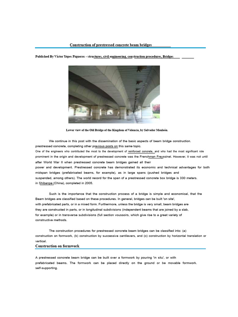 Construction of Prestressed Concrete Beam Bridges | PDF | Beam ...