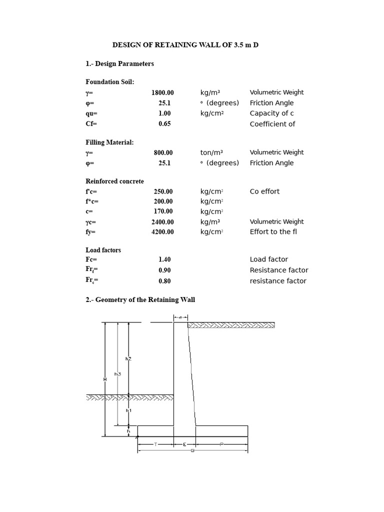 3.2 Design of A Wall 3.5 M High | PDF | Friction | Classical Mechanics