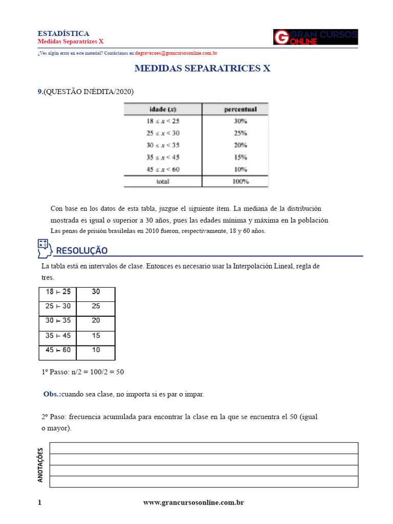 Medidas Separatrices en Estadística | PDF | Mediana | Estadísticas robustas