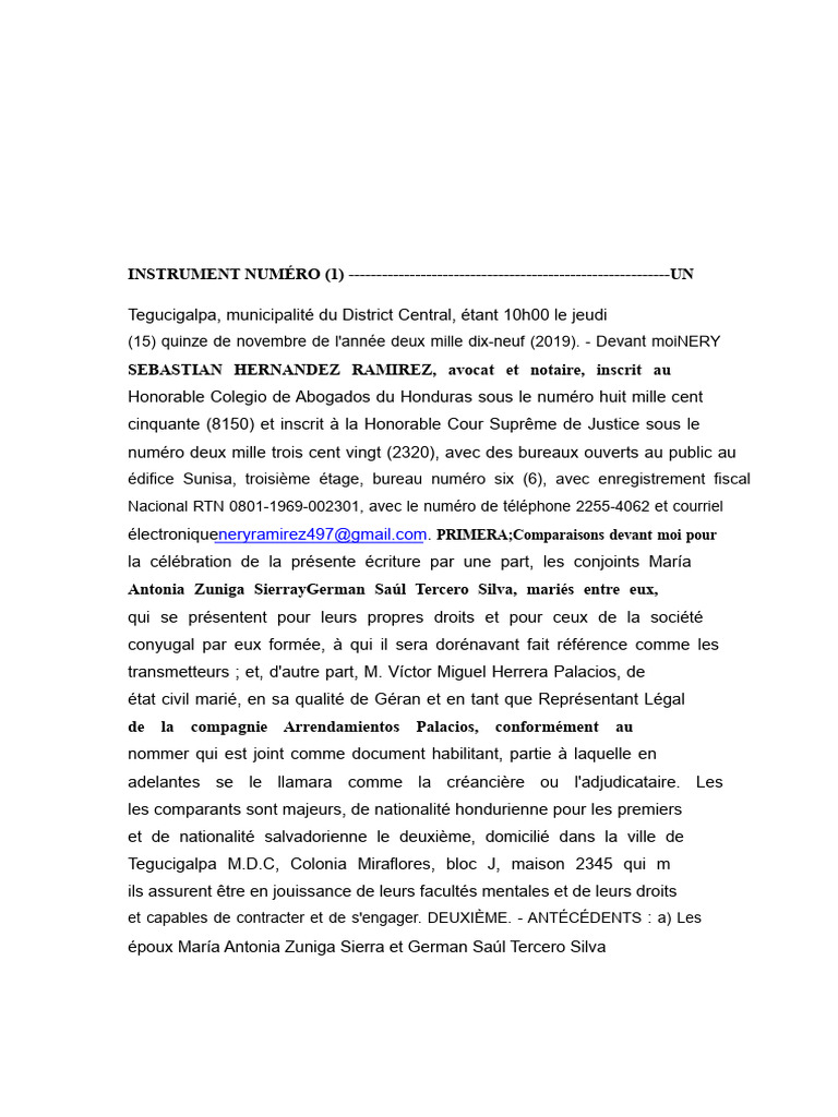 Dation en paiement d'un véhicule à Tegucigalpa | PDF | Gouvernement