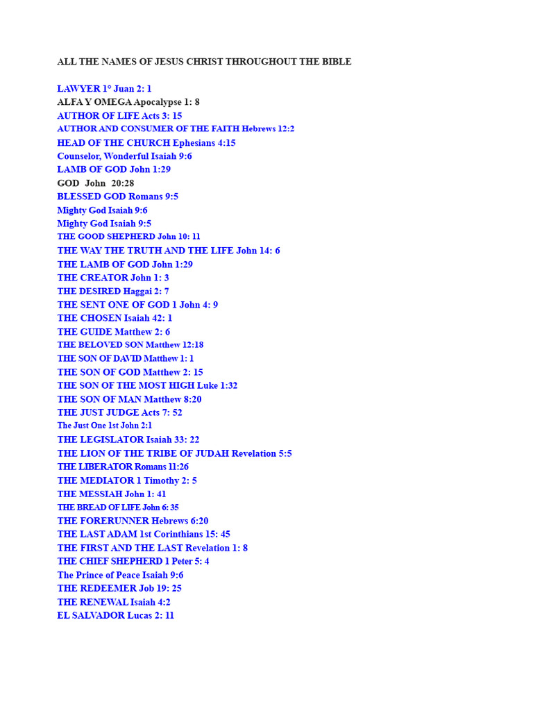 All The Names of Jesus Christ Throughout The Entire Bible | PDF | Jesus ...
