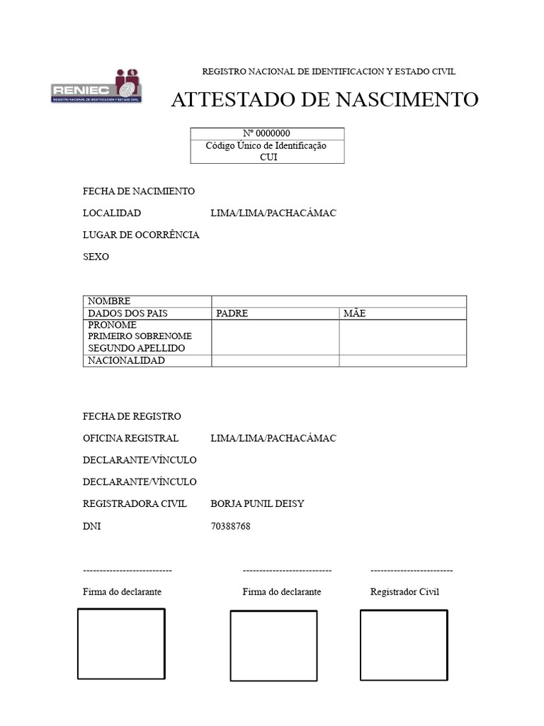 Certidão de Nascimento | PDF | Documento | Direito de Família