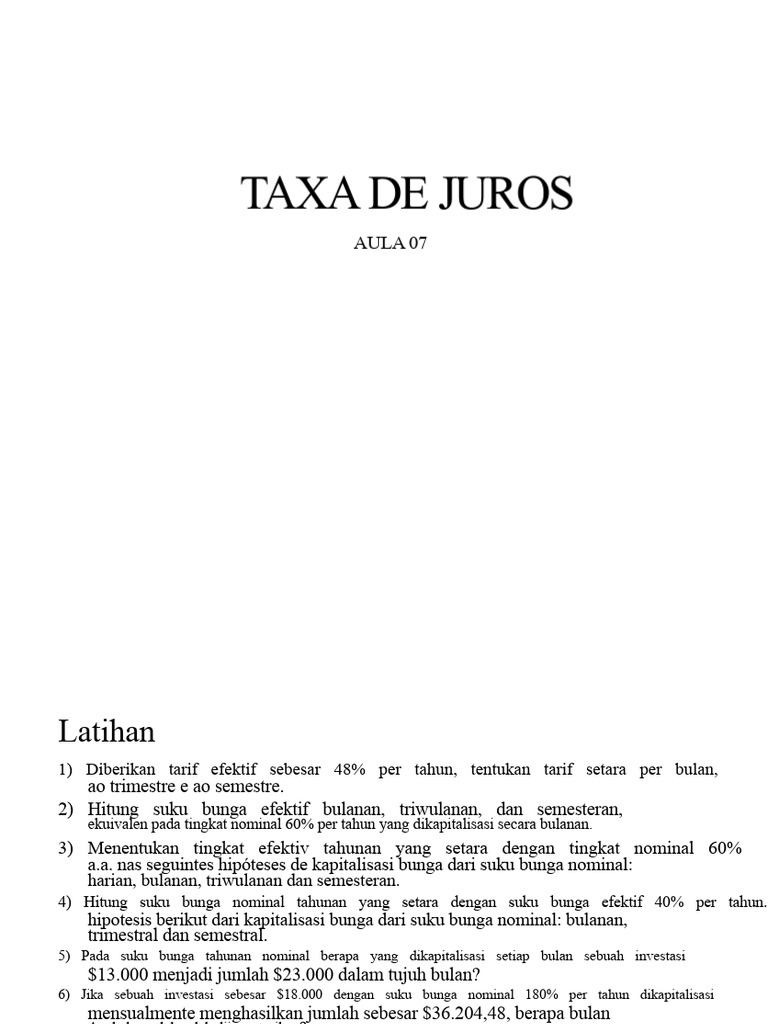 Perhitungan Suku Bunga Efektif dan Nominal | PDF
