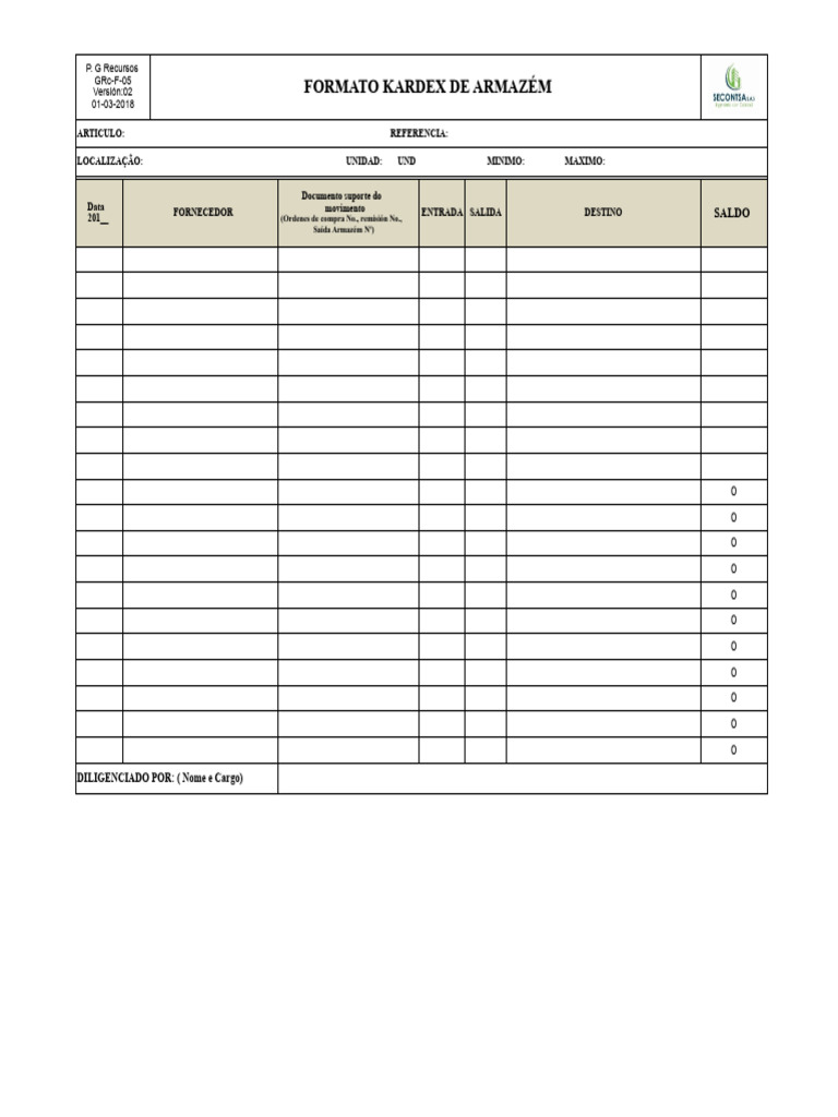 Formato Kardex de Almacén 2018 | PDF