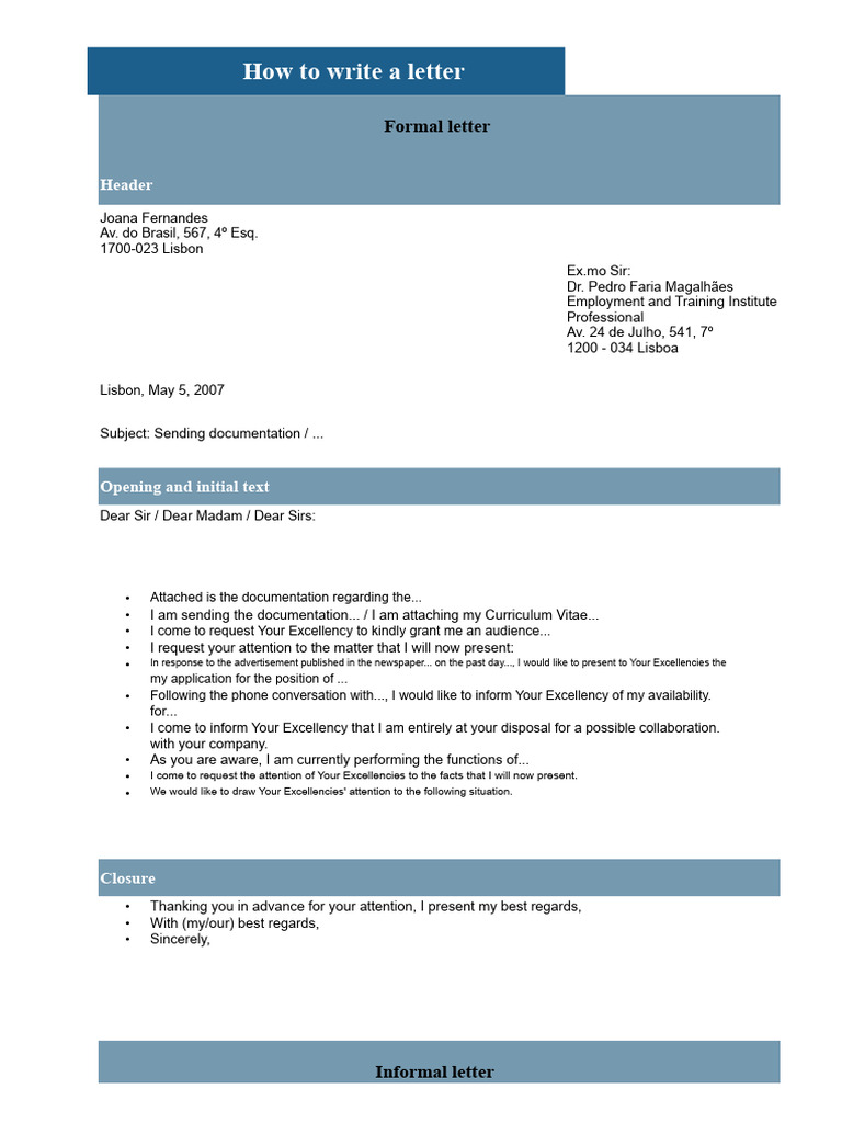 Guide to Writing Formal and Informal Letters | PDF | Identity Document
