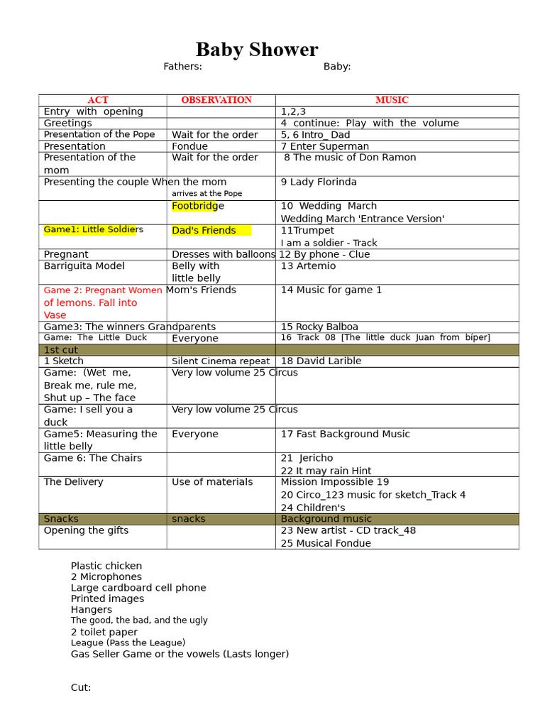 Baby Shower Script | PDF