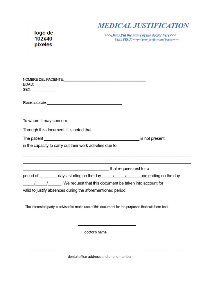 Medical Justification for Patient Absence | PDF