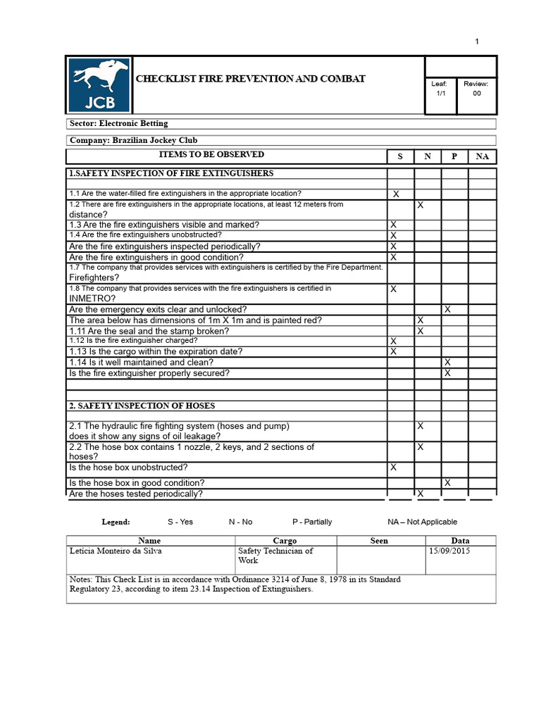 Fire Safety Inspection Checklist | PDF | Safety | Fires