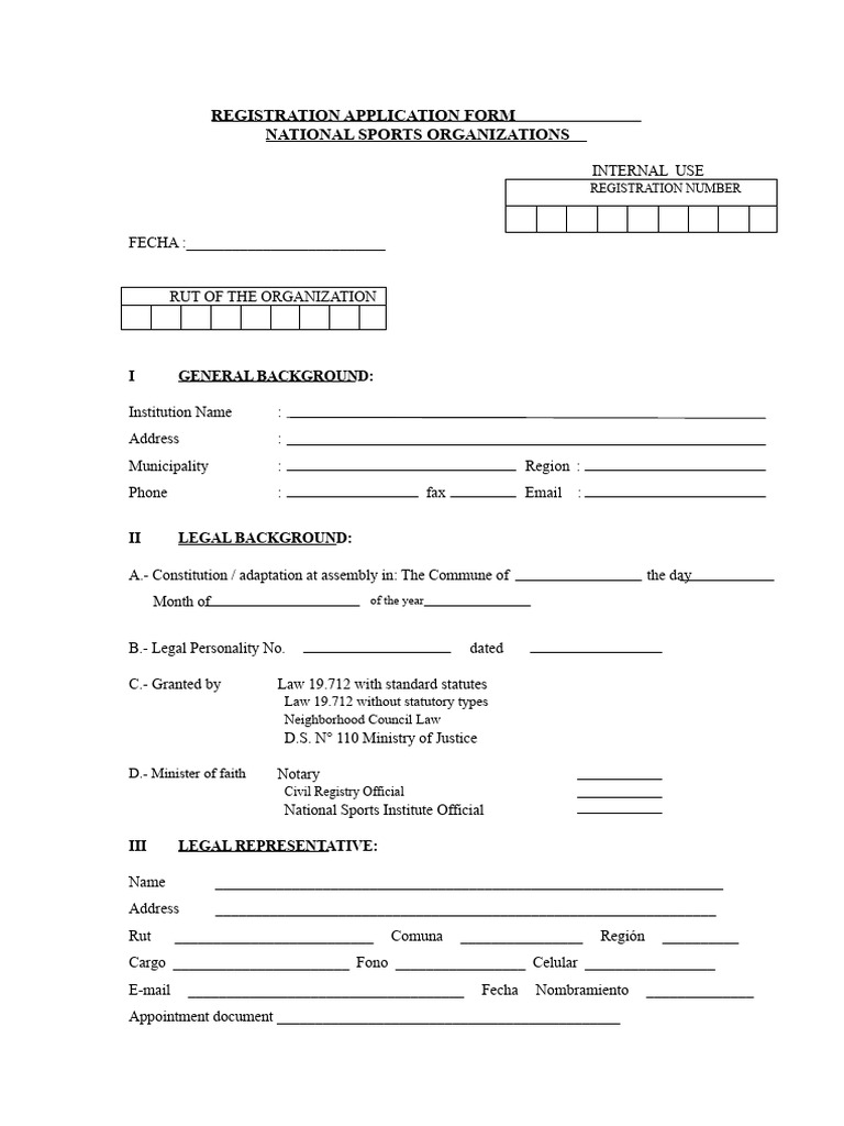 National Sports Organization Registration Form | PDF | Sports