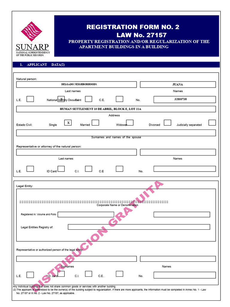 Property Registration Form for Apartments | PDF | Notary Public | Deed