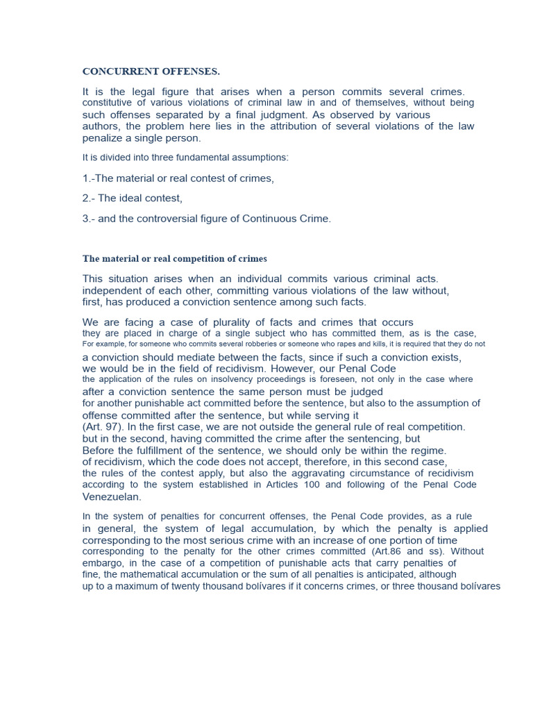 Understanding Concurrent Offenses in Law | PDF | Crimes | Crime & Violence