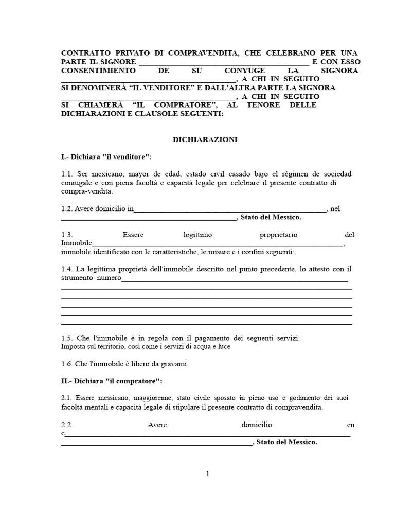 Contratto Di Compravendita | PDF