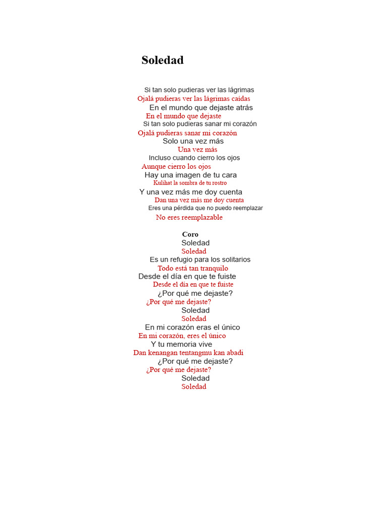 Letras de canciones sobre soledad y amor | PDF | Amor | Espiritualidad