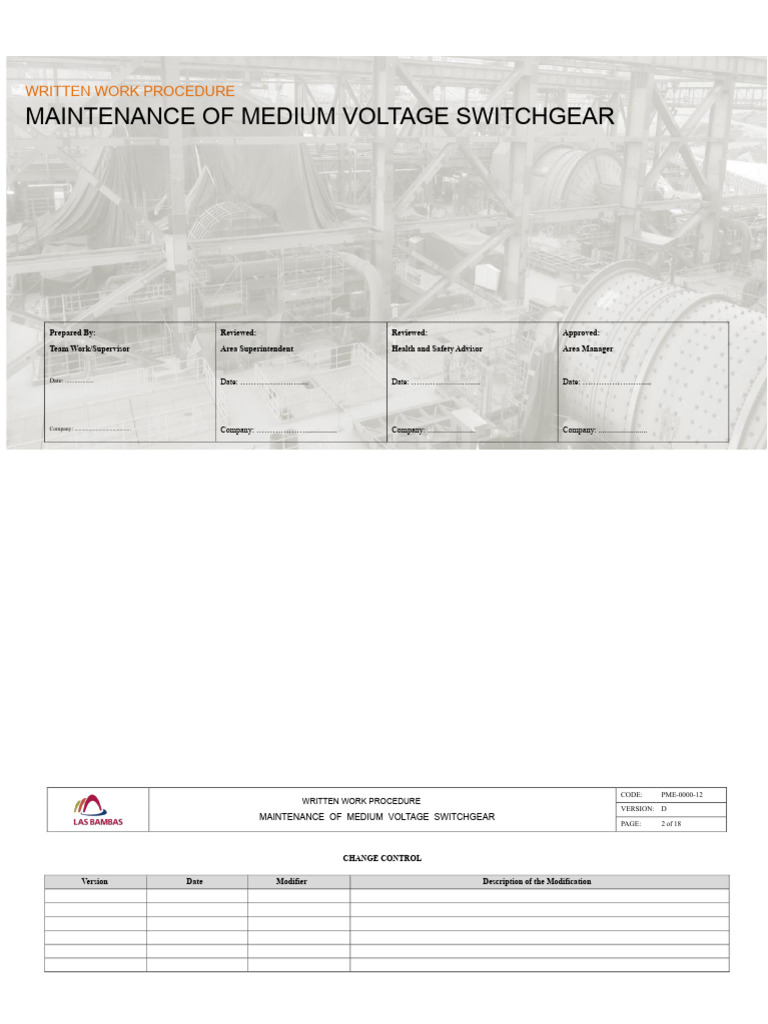 Medium Voltage Switchgear Maintenance Guide | PDF | Switch | Electrician