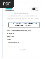 Reticulocyte Count Manual Procedure | PDF | Blood | Medical Specialties