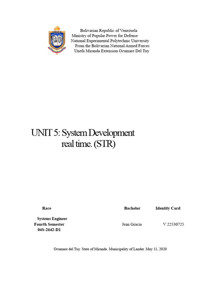 Unit 5 DEVELOPMENT OF REAL-TIME SYSTEMS (RTS) | PDF | Database ...
