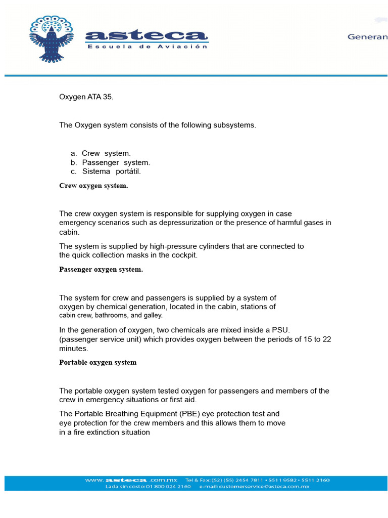 Oxygen Systems Overview for Aviation | PDF | Oxygen | Valve
