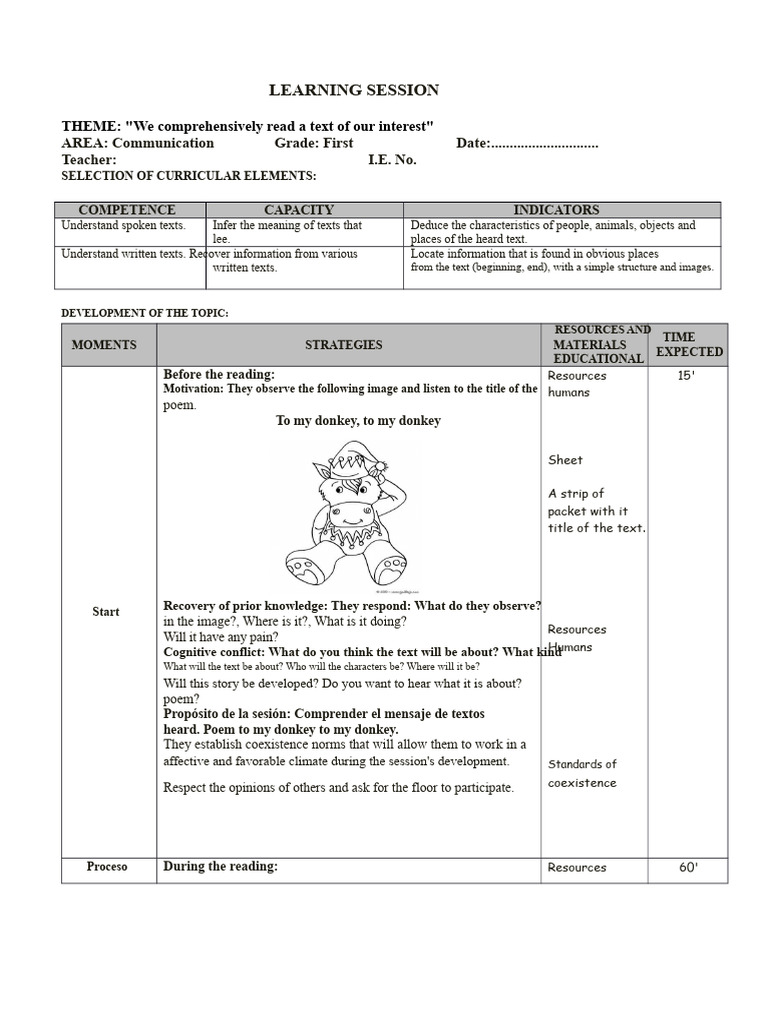 First Grade Reading Comprehension Session | PDF | Human Communication ...
