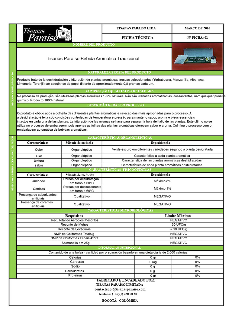 Ficha Técnica Paraíso Tradicional X 25 | PDF | Plantas