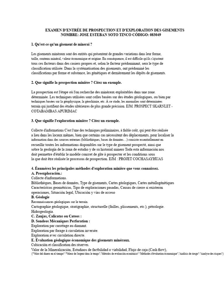 Prospection et exploration minière expliquées | PDF | Exploitation ...