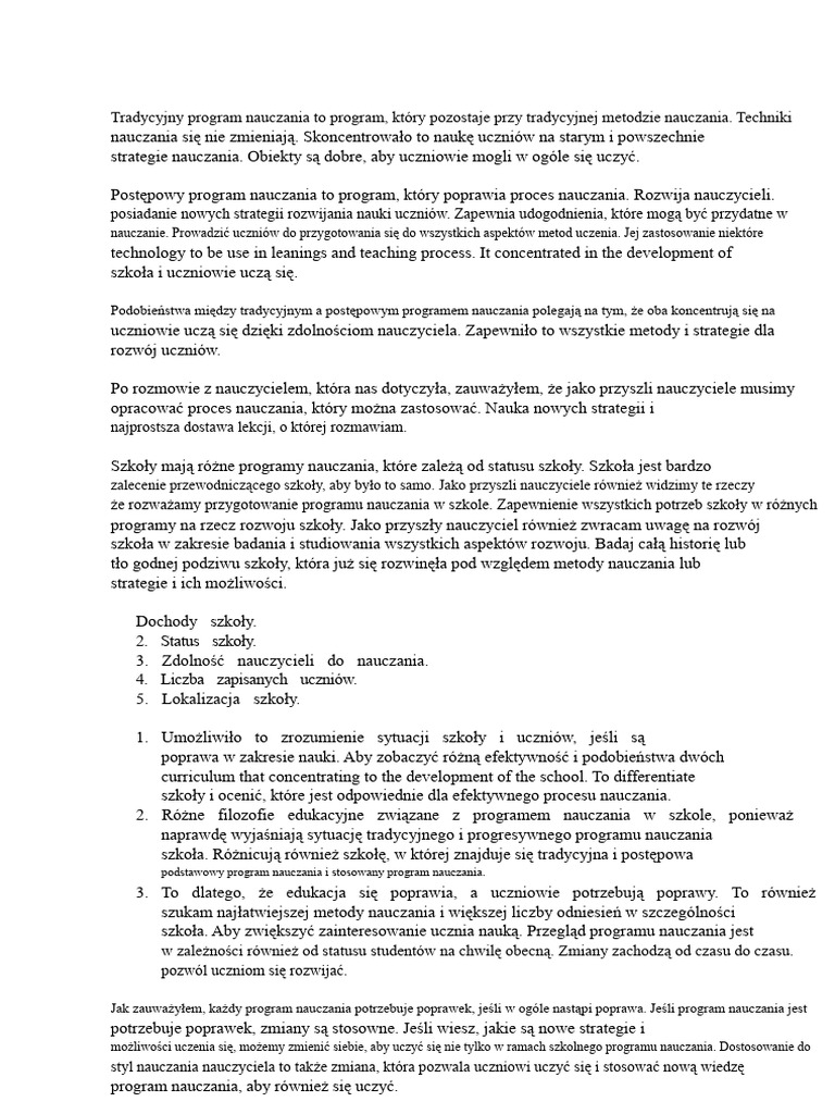 Tradycyjny Program Nauczania To Program, Który Opiera Się Na ...
